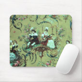 Vintager französischer Sage Green Toile Viktoriani Mousepad (Mit Mouse)