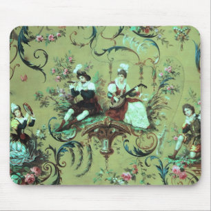 Vintager französischer Sage Green Toile Viktoriani Mousepad