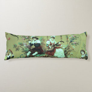 Vintager französischer Sage Green Toile Viktoriani Seitenschläferkissen