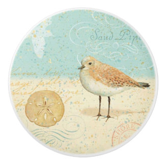 Vintager französischer Sand-Pfeifer Keramikknauf