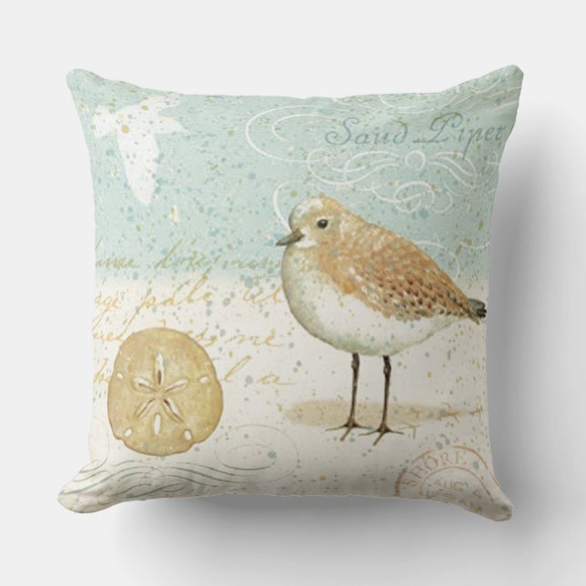 Vintager französischer Sand-Pfeifer Kissen (Vorderseite)