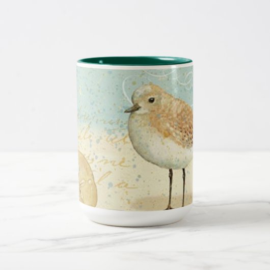 Vintager französischer Sand-Pfeifer Zweifarbige Tasse (Mittel)