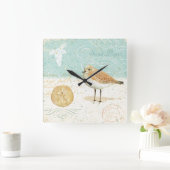 Vintager französischer Sand Piper Quadratische Wanduhr (Zuhause)