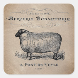 Vintager französischer Schafsalter Muslin Bauernho Quadratischer Aufkleber