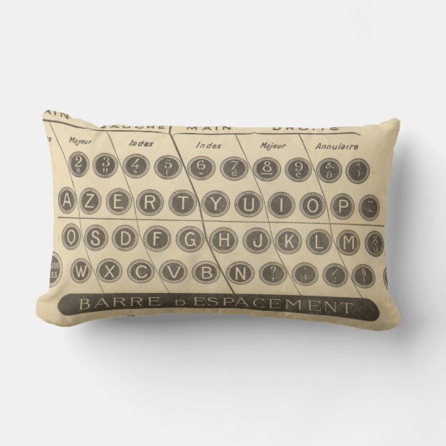 Vintager französischer Schreibmaschinenführer Lendenkissen (Vorderseite)