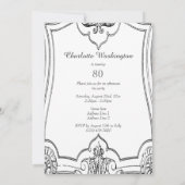 Vintager französischer Scroll 80. Geburtstag doppe Einladung (Rückseite)