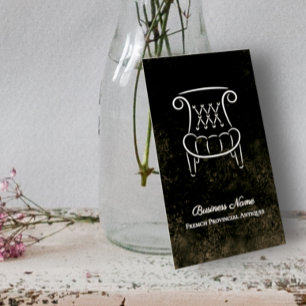 Vintager französischer Sessel Antiquitätenhändler Visitenkarte