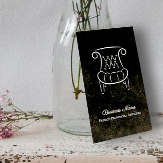 Vintager französischer Sessel Antiquitätenhändler Visitenkarte