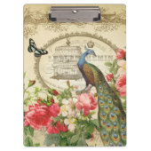 Vintager französischer Shabby Chic-Pfau Klemmbrett (Vorderseite)