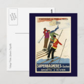 Vintager französischer Ski Postkarte (Vorne/Hinten)