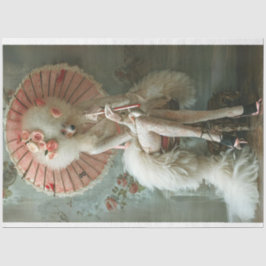 Vintager französischer Standard Poodle Pink Decoup Seidenpapier