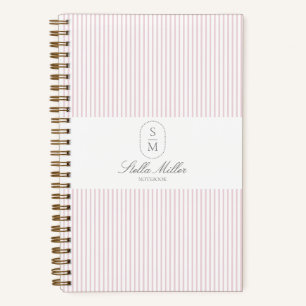 Vintager französischer Stil Rosa und Weiß Streifen Notizblock