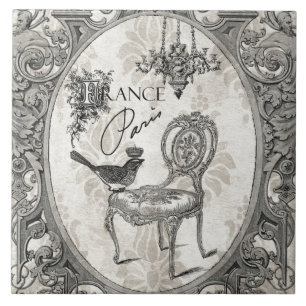 Vintager französischer Stuhl Fliese