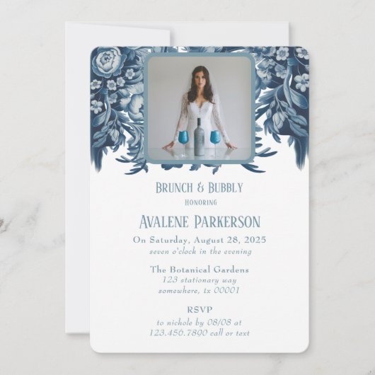 Vintager französischer Toilbläserner Brunch und Bu Einladung (Vorderseite)