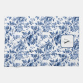 Vintager Französischer Toile de Jouy Monogram Navy Geschirrtuch (Horizontal)