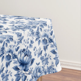 Vintager französischer Toile de Jouy Navy Blue Tischdecke
