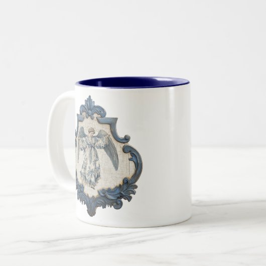 Vintager französischer Toilwinkel Zweifarbige Tasse (Vorderseite Links)