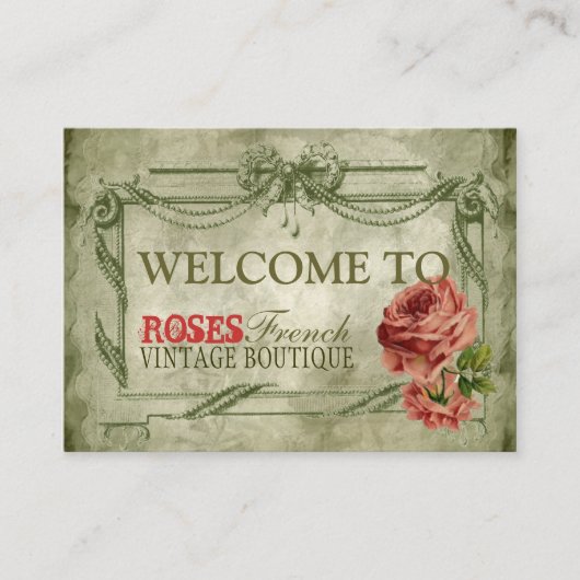 Vintager französischer verzierter Lacy Visitenkarte (Vorderseite)