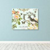 Vintager französischer Vogel mit gekrönter Leinwan Leinwanddruck (Insitu (Holzboden))