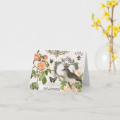 Vintager französischer Vogel mit Kronennotecard Karte (Gelbe Blume)