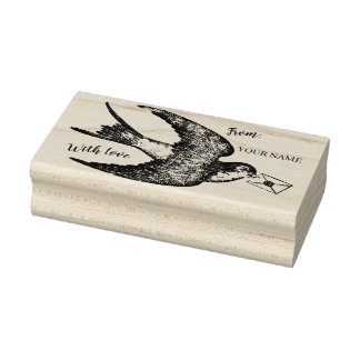 Vintager französischer Vogel mit Letter-Briefmarke Gummistempel