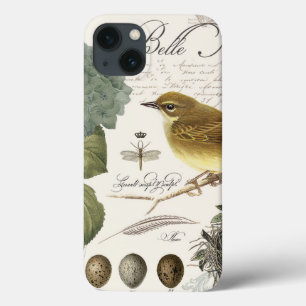 Vintager französischer Vogel und Nest iPhone 13 Hülle
