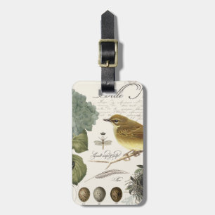 Vintager französischer Vogel und Nest Gepäckanhänger