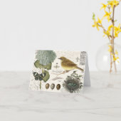 Vintager französischer Vogel und Nest Karte (Gelbe Blume)