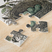 Vintager französischer Vogel und Nest Puzzle (Seite)