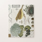 Vintager französischer Vogel und Nest Puzzle (Vertikal)