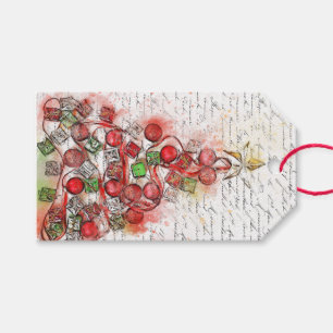 Vintager französischer Weihnachtsbaum (Watercolor Geschenkanhänger