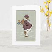 Vintager Französischer Winterschüler Blank Holiday Karte (Gelbe Blume)