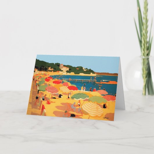 Vintager französisches Riviera-Strand Feiertagskarte (Vorderseite)