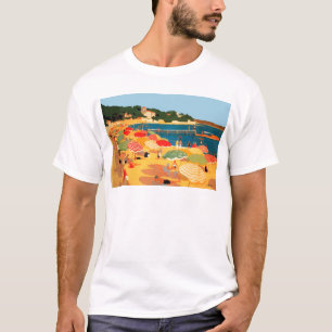 Vintager französisches Riviera-Strand T-Shirt