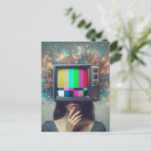 Vintager Frauenfernseher bläst ihren Geist Postkarte (Stehend Vorderseite)