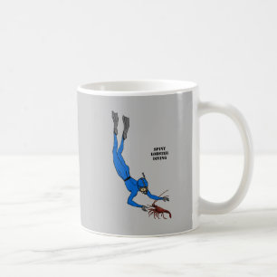 Vintager Freediving Diver Fangen einer Spiny Lobst Kaffeetasse