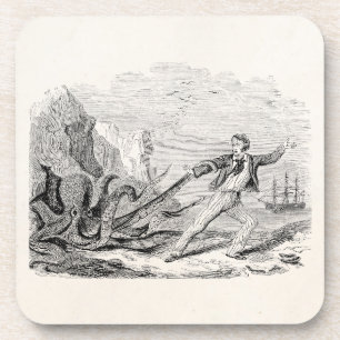 Vintager freier Raum Herr-Beale Pouple Octopus Getränkeuntersetzer