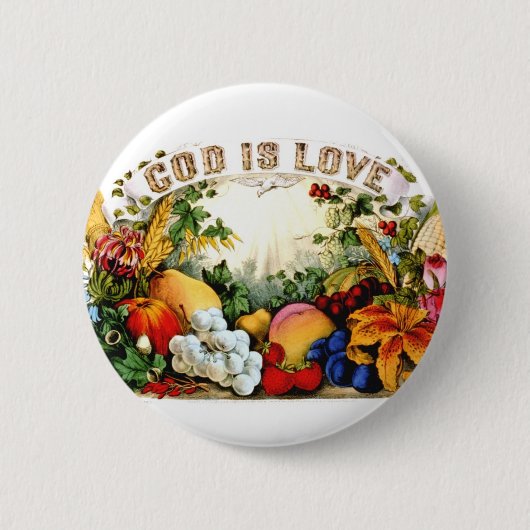 Vintager freigebiger Ernte-Gott ist Liebe 1874 Button (Vorderseite)