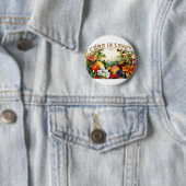 Vintager freigebiger Ernte-Gott ist Liebe 1874 Button (Beispiel)