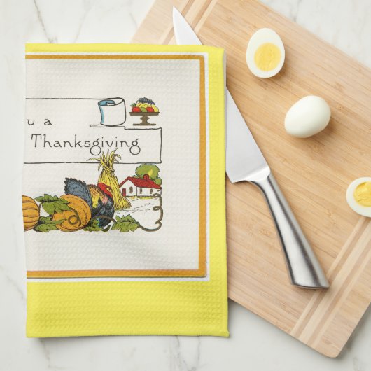 Vintager friedlicher Erntedank Geschirrtuch (Viertel Falte)