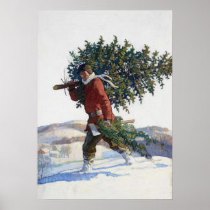 Vintager, frisch geschnittener Weihnachtsbaum Poster