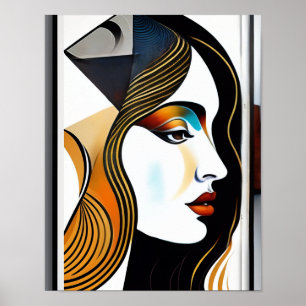 Vintager Friseur mit Wanddekor aus schwarzem Frise Poster