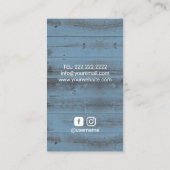 Vintager Friseur Schere Salon Dusty Blue Wood Visitenkarte (Rückseite)