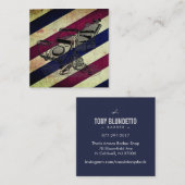 Vintager Friseur-Stuhl/Friseur-Streifen-Lech Quadratische Visitenkarte (Vorne/Hinten)