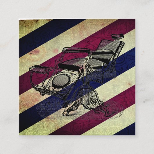 Vintager Friseur-Stuhl/Friseur-Streifen-Lech Quadratische Visitenkarte (Vorderseite)