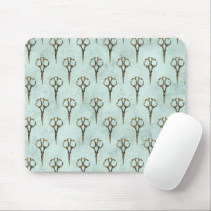 Vintager Friseursalon mit Goldener Schere Mousepad