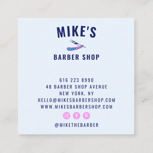 Vintager Friseursalon Quadratische Visitenkarte (Rückseite)