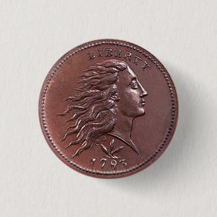 Vintager Frisur großer Cent Button
