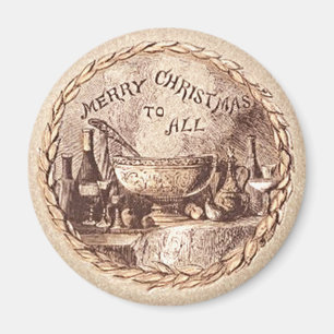 Vintager frohe Weihnacht-Abendessensepia-Magnet Magnet