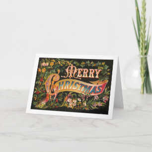 Vintager frohe Weihnacht-Blumen-Entwurf Feiertagskarte